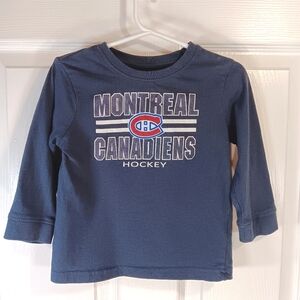 Montreal Canadiens Graphic Tee Shirt Long Sleeve NHL Navy Blue Boys Size 2T